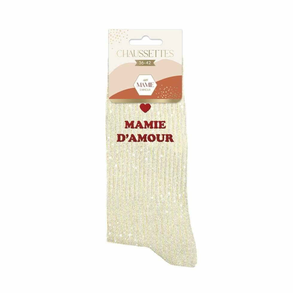 lebazaracaro-chaussettes-paillettes-mamie d'amour-coeur-écru