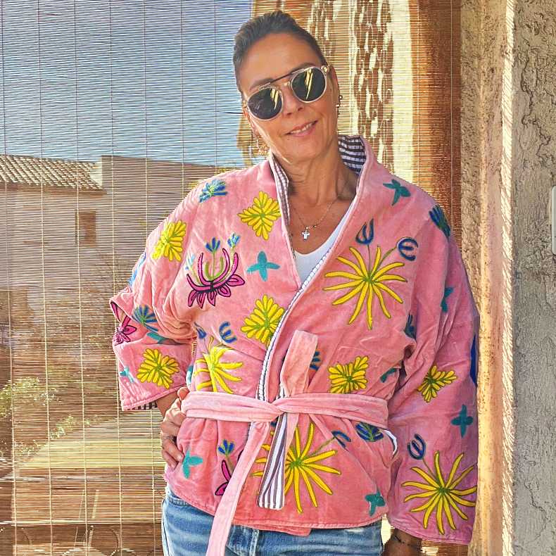 lebazaraacaro-veste_velours_matelassée_rose